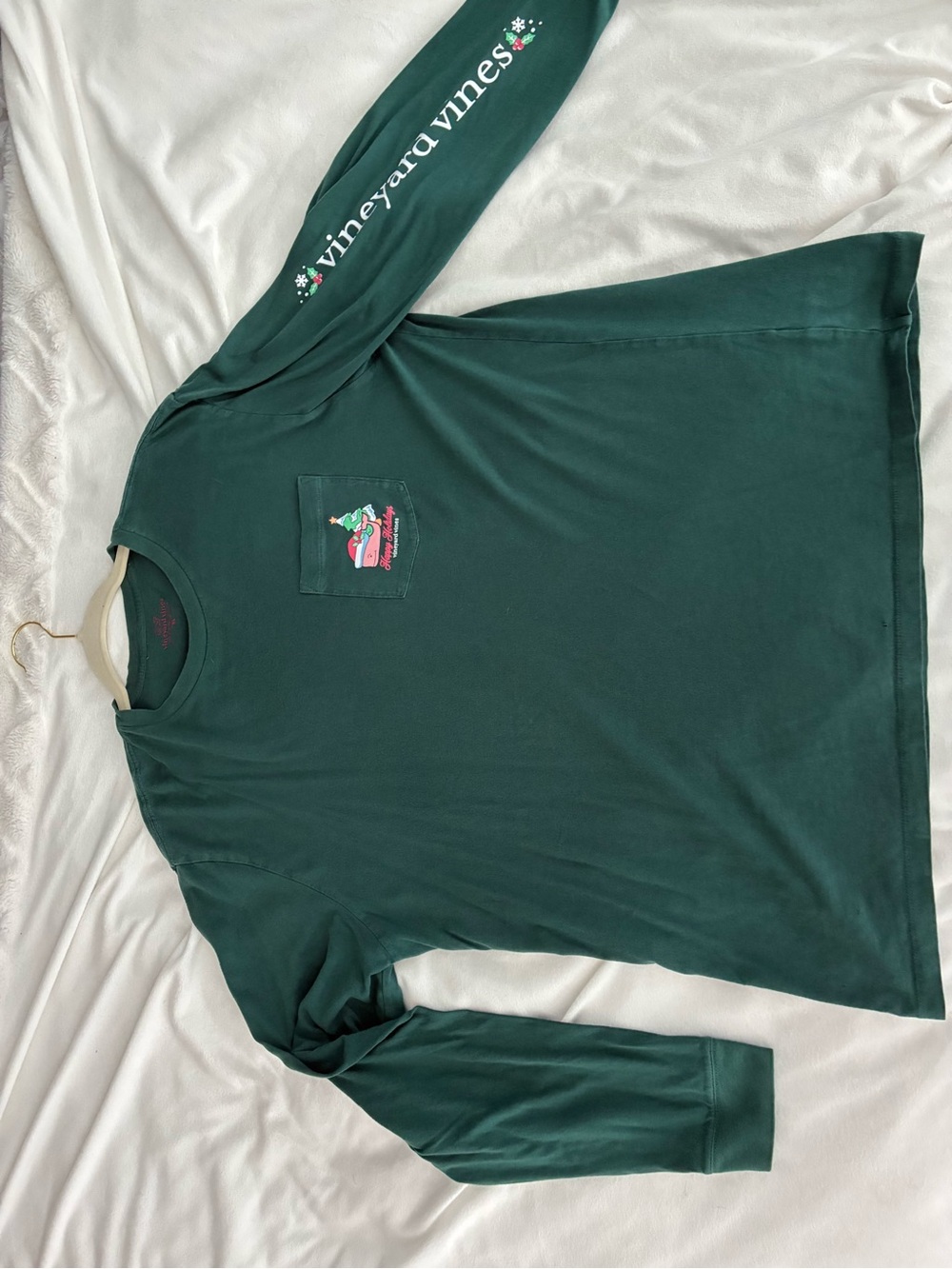Vineyard Vines Teal Long Sleeve Tee with Pink Logo